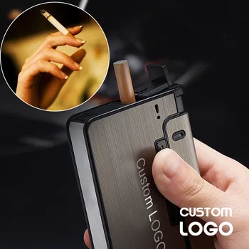 10pcs Automática Cigarro Caso Personalizados Cigarros de Tabaco de Armazenamento de Montagem mais leve Gadget Cigarro Caixa de Fumaça Para os Homens Presentes
