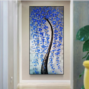 Moderna Pintura a Óleo Impresso em Lona Riqueza Flor da Árvore de Planta de Arte Cartazes Impressões de Parede da Tela de Pintura para Sala de estar