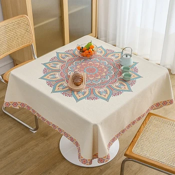Estilo étnico impresso toalha de mesa, casa, decoração quadrada toalha de mesa, sala de jantar, festa, decoração de casamento toalha de mesa