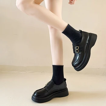Sapatos para as Mulheres da Primavera e do Outono Novo Estilo De 2023 Sola Grossa Aumentando a Mary Jane na Moda do Estilo Britânico de Sapatos femininos