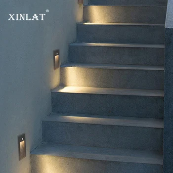 Ao Ar Livre Impermeável Embutida Rodapé Luzes Ao Ar Livre Passos Passos No Corredor Escadas Canto Do Corpo Do Sensor Passo Luzes